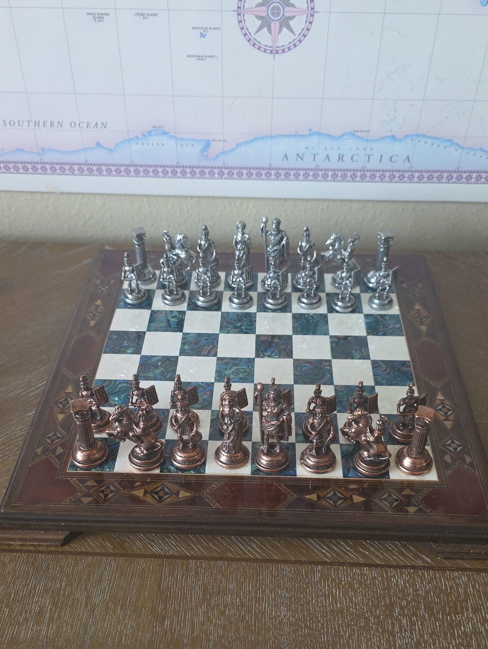 Metal Themed Chess Set - Copper & Silver Pieces